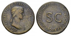 In the name of Agrippina Senior, mother of Gaius Sestertius circa 50-54, Æ 37mm, 27.51 g. AGRIPPINA M F GERMANICI CAESARIS Draped bust right, hair fal...