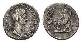 Diva Domitilla, wife of Vespasian Fourrée Denarius, AR 18mm, 2.97 g. DIVA DOMITILLA AVGVSTA Draped bust right. Rev. PIETAS Pietas seated left holding ...