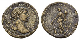 Trajan, 98-117 Sestertius circa 112-114, Æ 34mm, 26.26 g. IMP CAES NERVAE TRAIANO AVG GER DAC P M TR P COS V P P Laureate bust right with drapery on f...