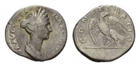 Diva Marciana, sister of Trajan Denarius circa 113, AR 19mm, 3.18 g. DIVA AVGVSTA MARCIANA Diademed and draped bust right. Rev. CONSECRATIO Eagle, wit...