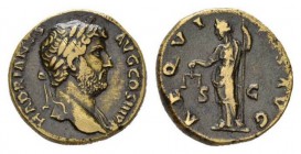 Hadrian, 117-138 As circa 134-138, Æ 25.5mm, 13.50 g. HADRIANVS AVG COS II P P Laureate head right. Rev. AEQVITAS AVG Aequitas standing left, holding ...