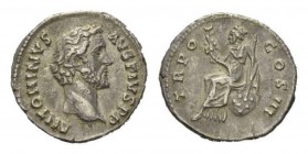Antoninus Pius 138-161, Denarius circa 140-143, AR 18mm, 3.12 g. ANTONINVS AVG PIVS PP TR P COS III Laureate head right. TR POT COS III Italia, towere...