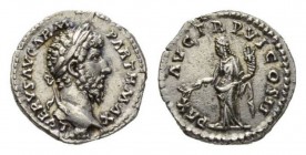 Lucius Verus augustus, 161-169 Denarius 165-166, AR 19mm, 3.20 g. L VERVS AVG ARM PARTH MAX Laureate head right. Rev. PAX AVG TR P VI COS Pax standing...