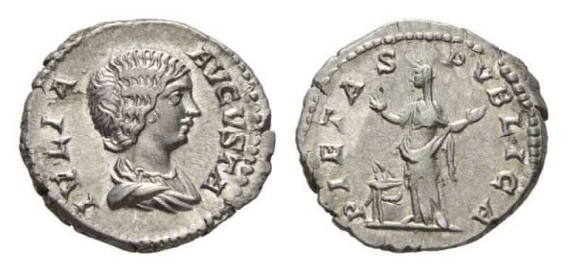 Julia Domna, wife of Septimius Severus Denarius circa 211-217, AR 19.5mm, 3.28 g...