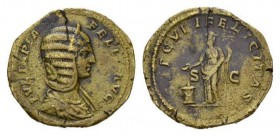 Julia Domna, wife of Septimius Severus Dupondius circa 211-217, Æ 27mm, 11.72 g. IVLIA PIA FELIX AVG Draped bust right. Rev. SAECVLI FELICITAS Felicit...