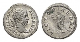 Geta Caesar 198-209, Denarius circa 210-212, AR 19mm, 3.18 g. P SEPT GETA PIVS AVG BRIT Laureate bust right. Rev. VICTORIAE BRIT Victory standing left...