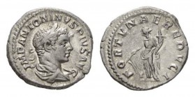 Elagabalus, 218-222 Denarius, circa 218-222, AR 19.5mm, 3.45 g. IMP ANTONINVS PIVS AVG Laureate, draped and cuirassed bust right. Rev. FORTVNAE REDVCI...