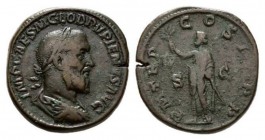 Pupienus, 22nd April-29th July 238 Sestertius April-July 239, Æ 29.5mm, 24.74 g. IMP CAES M CLOD PVPIENVS AVG Laureate, draped and cuirassed bust righ...