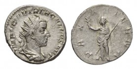 Trebonianus Gallus, 251-253 Antoninianus 251-253, AR 22mm, 3.98 g. IMP CAE VIB TREB GALLVS AVG Radiate, draped and cuirassed bust right. Rev. PAX AETE...