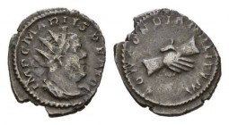 Marius, 269 Antoninianus, Colonia Agrippina circa 269, billon 19mm, 2.81 g. IMP C MARIVS P F AVG Radiate, draped and cuirassed bust right. Rev. CONCOR...