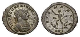 Aurelianus, 270-275 Antoninianus circa 274, billion 22.5mm, 3.22 g. IMP AVRELIANVS AVG Radiate and cuirassed bust right. Rev. ORIENS AVG Sol walking l...