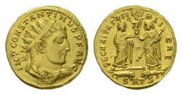 Constantine I, 307-337 Medallion of 1 1/2 solidi, Thessalonica circa 315, AV 22.5mm, 6.62 g. IMP CONSTANTINVS P F AVG Radiate, draped and cuirassed bu...
