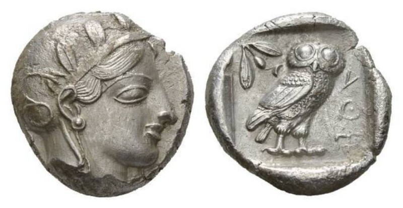 Attica, Tetradrachm Tetradrachm circa 415-400, AR 24.5 mm, 17.00 g. Head of Athe...