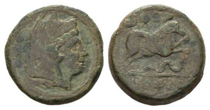 Quadrans circa 217-215, Æ 33mm, 38.11 g. Head of Hercules right, wearing boar sk...