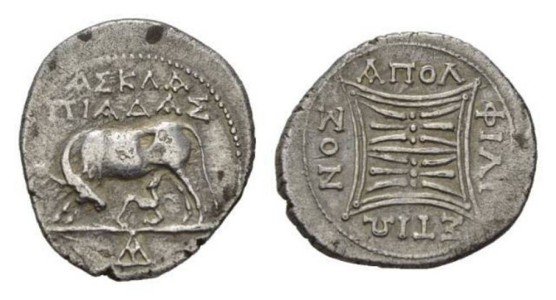 Illyricum, Apollonia Drachm circa 280 - 80, AR 18.5mm., 3.21g. Asklepiadas, magi...