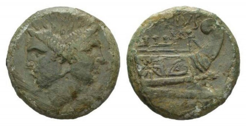 Sextus Pompeius Magnus Pius As circa 42 - 38, Æ 28mm., 15.25g. Sicily, MGN Laure...