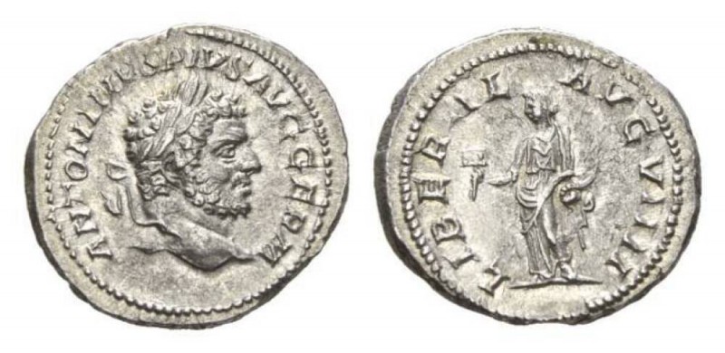 Caracalla, 198-217 Denarius, circa 213 - 217, AR 20mm., 3.40g. ANTONINVS PIVS AV...