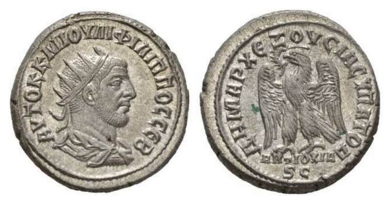 Philip I, 244-249 Tetradrachm, Antioch. circa 248, AR 26mm., 12.53g. AYTOK K M I...