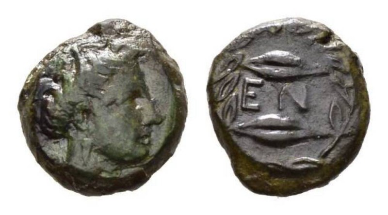 Sicily, Enna Bronze circa 343-339., Æ 16mm., 3.40g. Head of Demeter right. Rev. ...