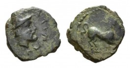 Sicily, Mytistraton Onkia circa 334-339, Æ 16.5mm., 2.98g. Bearded head of Ephestus with pileus right. Rev. Horse prancing right. Campana 4 (this coin...