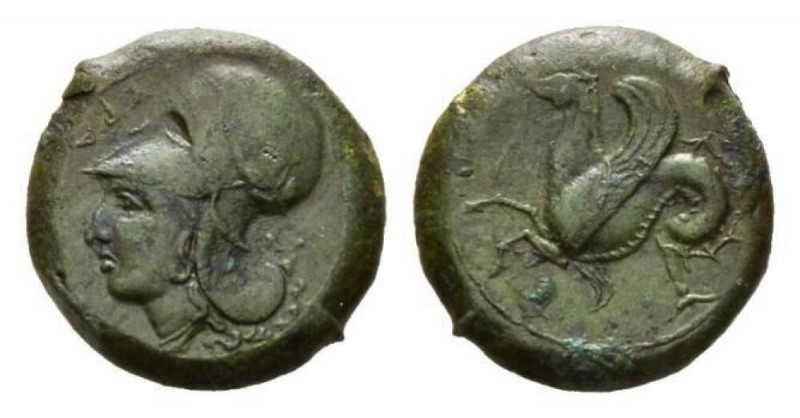 Sicily, Syracuse Litra circa 375-354., Æ 20mm., 7.41g. ΣYPA Head of Athena left,...