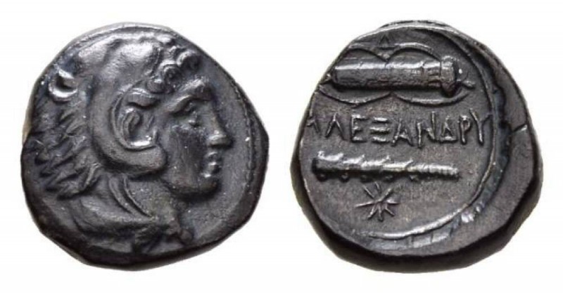 Kingdom of Macedon, Bronze circa 336-323., Æ 18mm., 6.77g. Head of Heracles righ...
