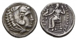 Kingdom of Macedon, Tetradrachm circa 320-317., AR 26.5mm., 17.14g. Head of Heracles right, wearing lion’s skin. Rev. BAΣIΛEΩΣ AΛEΞANDROY Zeus seated ...