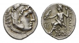 Kingdom of Macedon, Drachm circa 310-301., AR 17mm., 4.18g. Head of Heracles right, wearing lion’s skin. Rev. ΑΛΕΞΑΝΔΡΟY Zeus seated on throne left, h...