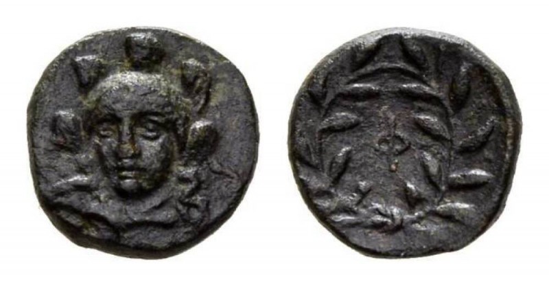 Phocis, Phokian League circa 371-357, Æ 13mm., 2.08g. Helmeted head of Athena fa...