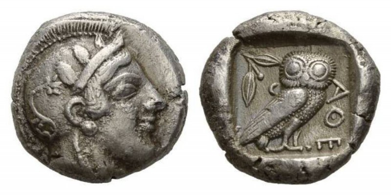 Attica, Athens Tetradrachm 460-450, Head of Athena right, wearing crested Attic ...