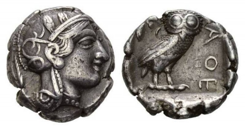 Attica, Athens Tetradrachm circa 403-365, AR 24mm., 16.98g. Head of Athena right...