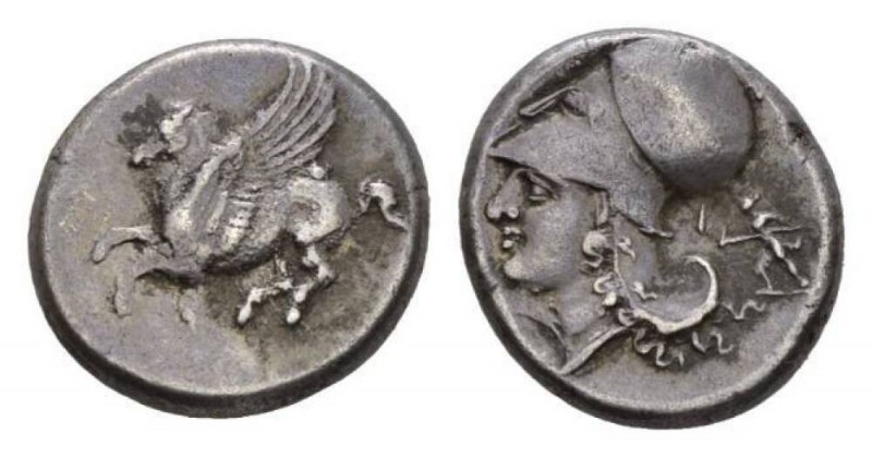 Corinthia, Corinth Stater circa 345-307, AR 21mm., 8.50g. Pegasus flying left; b...