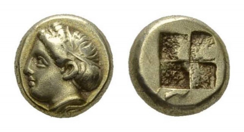 Ionia, Phocaea Hecte circa 400-387, EL 10mm., 2.53g. Head of goddess or young wo...