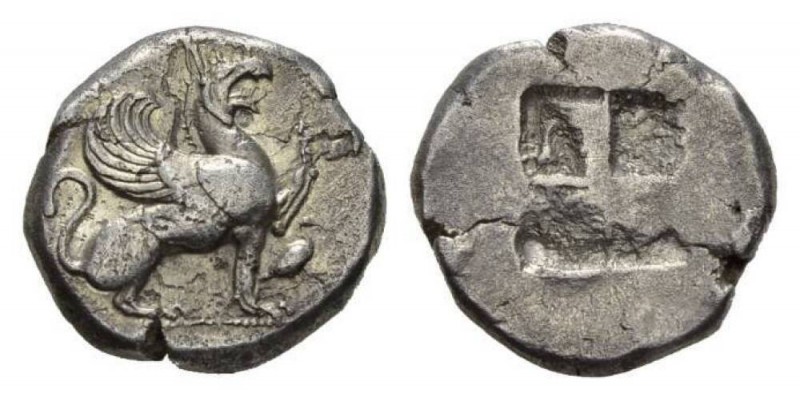 Ionia, Teos Stater circa 510-490., AR 22.5mm., 11.80g. Griffin seated right, wit...