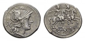 Anonymous Denarius circa after 211, AR 20mm., 3.83g. Denarius after 211, AR 20mm, 3.84 g. Helmeted head of Roma right; behind, X. Rev. The Dioscuri ga...