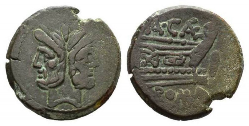 A. Caecilius. As circa 169-158, Æ 33mm., 26.20g. Laureate head of Janus; above, ...