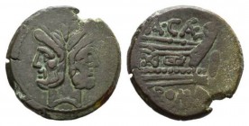 A. Caecilius. As circa 169-158, Æ 33mm., 26.20g. Laureate head of Janus; above, mark of value. Rev. Prow right; above, A·CAE ligate and before, mark o...