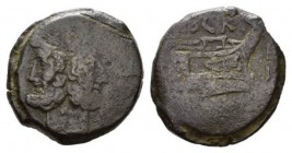 C. Scribonius. As circa 154, Æ 33mm., 23.41g. Laureate head of Janus; above, mark of value. Rev. Prow right; above, C·SCR and before, mark of value. B...