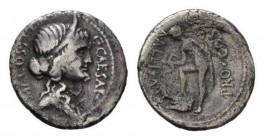 Julius Caesar and A. Allienus. Sicily Denarius circa 47, AR 19mm., 3.52g. C·CAESAR – IMP·COS·ITER Diademed and draped bust of Venus right. Rev. A·ALLI...