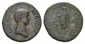 In the name of Antonia, wife of Nero Claudius Drusus Dupondius circa 50-54, Æ 31.5mm., 16.52g. ANTONIA – AVGVSTA Draped bust right, hair in long plait...