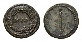 Tesserae, time of Domitian to Antoninus Pius. Tessera circa late 1st – mid 2nd century AD, Æ 17.5mm., 2.49g. A·P·P·F within oak-wreath. Rev. Sceptre s...