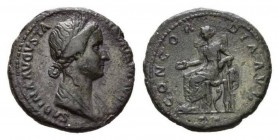 Sabina, wife of Hadrian As circa 128-137, Æ 26.5mm., 10.30g. SABINA AVGVSTA HADRIANI AVG P P Draped and diademed bust right, wearing wreath of grain e...