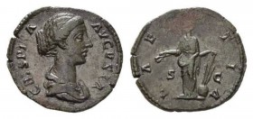 Crispina, wife of Commodus Dupondius circa 180-183, Æ 26.5mm., 9.46g. CRISPINA AVGVSTA Draped bust right. Rev. LAETITIA Laetitia standing left, holdin...