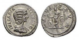 Julia Domna, wife of Septimius Severus Denarius circa 211-217, AR 19.5mm., 3.43g. IVLIA PIA – FELIX AVG Draped bust right. Rev. MATRI – DEVM Cybele st...
