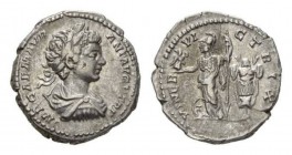 Caracalla, 198-217 Denarius circa 198-199, AR 18.5mm., 3.52g. IMP CAE M AVR ANT AVG P TR P. Laureate, draped and cuirassed bust right. Rev. MINER VICT...