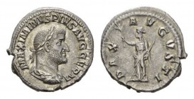 Maximinus I, 235-238 Denarius circa 236-238, AR 20mm., 3.30g. MAXIMINVS PIVS AVG GERM Laureate, draped and cuirassed bust right. Rev. PAX AVGVSTI Pax ...