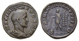 Maximus Caesar, 235-238 Sestertius circa early 236-April 238, Æ 30mm., 20.55g. MAXIMVS CAES GERM Bare-headed and draped bust right. Rev. PRINCIPI IVVE...