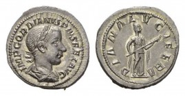 Gordian III, 238-244 Denarius circa 240, AR 20.5mm., 3.12g. IMP GORDIANVS PIVS FEL AVG Laureate, draped and cuirassed bust right. Rev. DIANA LVCIFERA ...