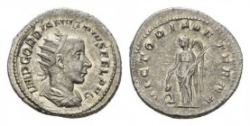 Gordian III, 238-244 Antoninianus circa 244, AR 27mm., 4.56g. IMP GORDIANVS PIVS FEL AVG Radiate, draped and cuirassed bust right. Rev. VICTORIA AETER...