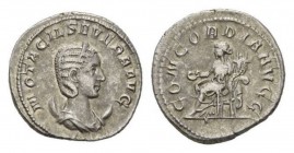 Otacilia Severa, wife of Philip I Antoninianus circa 246-248, AR 23mm., 5.17g. M OTACIL SEVERA AVG Diademed and draped bust right on crescent. Rev. CO...